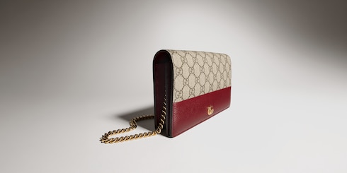 Bi-color GG Marmont wallet on chain