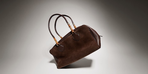 Large boston bag with bamboo