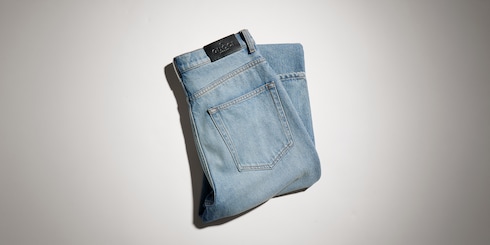 Bleached stone washed denim pants