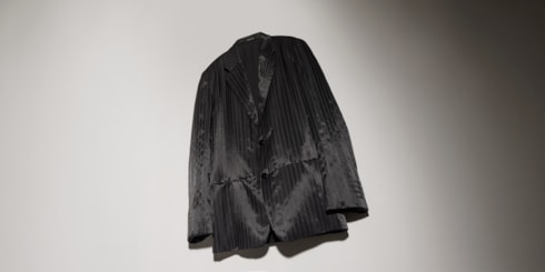 Pinstripe wool silk jacket