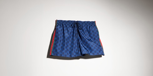 Printed poplin tech swim shorts