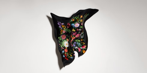 Carré in twill di seta con stampa Flora