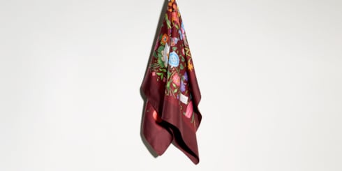 Pañuelo cuadrado sarga seda estampado Flora