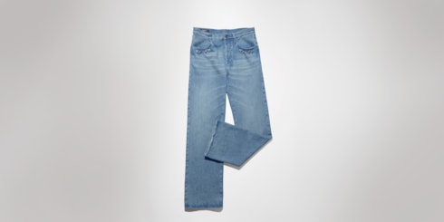 Ausgestellte Hose aus Baumwoll-Denim mit Horsebit