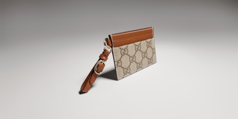 GG Emblem card case with strap
