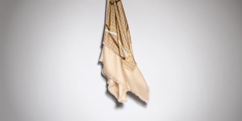 GG wool silk jacquard cape