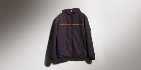 Giacca bambino in nylon con cerniera e nastro Web