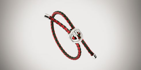 Geflochtenes Lederarmband mit Web