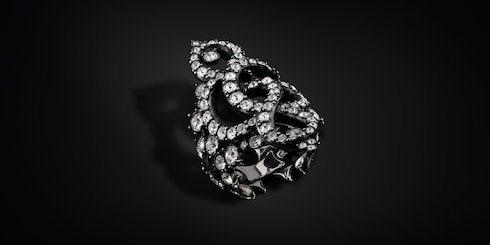 Anillo ancho GG Marmont con cristales