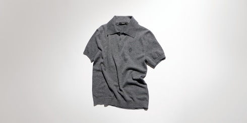 Polo in maglia di cashmere con ricamo