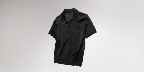 Camiseta de polo de jacquard de viscosa con GG
