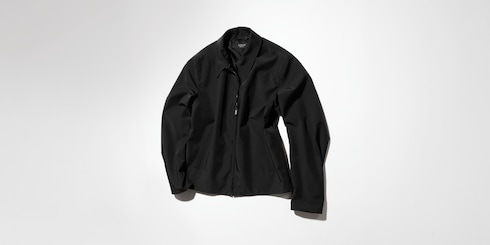 Stretch polyester zip jacket with embroidery