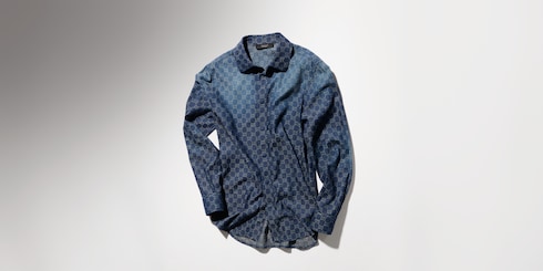 Camisa de mezclilla de algodón chambray con GG