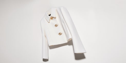 Jacke aus Woll-Crêpe mit Doppel G Knopf