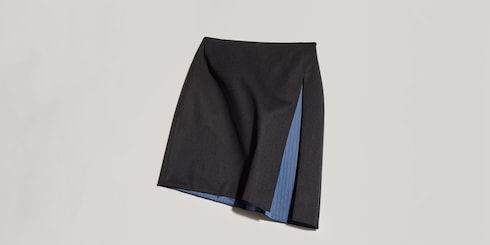Mini-jupe fendue en laine stretch