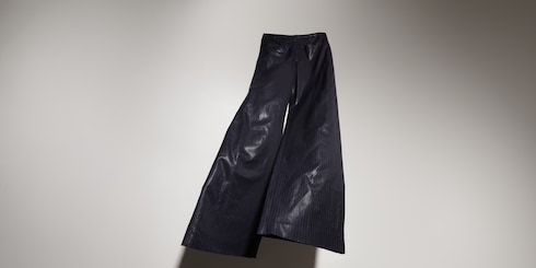 Pinstripe chintzed wool blend pants