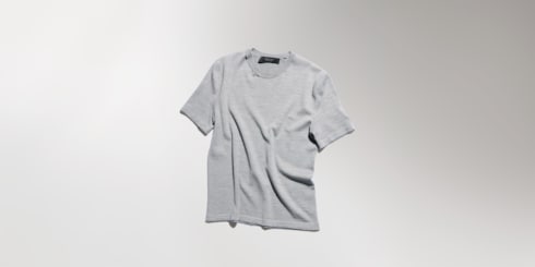 T-shirt court en mélange de soie et de laine tricotée