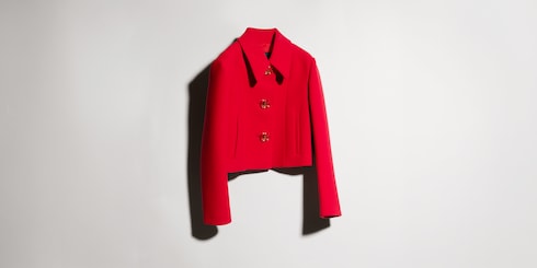 Crêpe wool skirt with Double G button