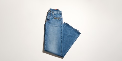 Pantalone bootcut in denim di cotone con Morsetto