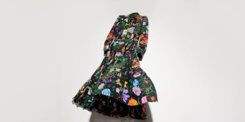 Vestido de crepé de China de seda estampado