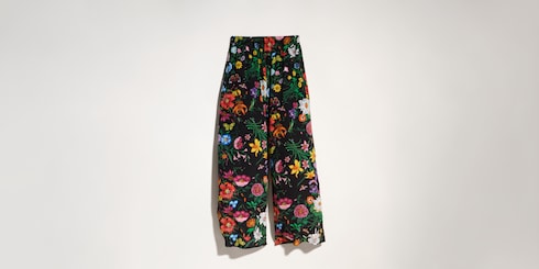 Printed silk leisure pants
