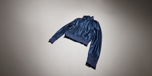 Veste zippée en jersey de soie brillant avec broderie