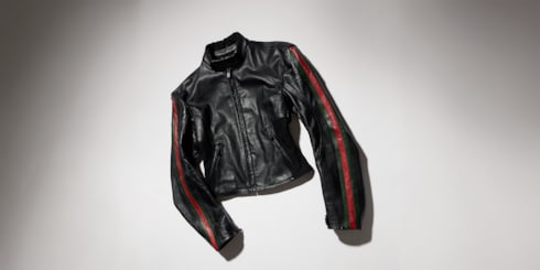 Leather biker jacket with Web