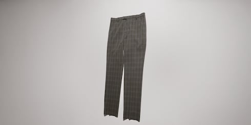 Prince of Wales wool pants with embroidery