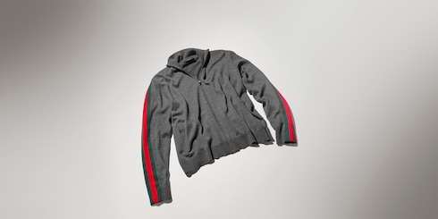 Veste zippée en laine fine avec bande Web