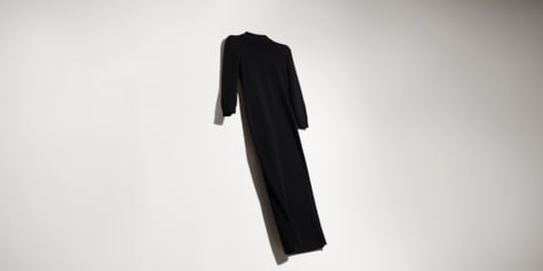Fine rib knit wool dress with Horsebit