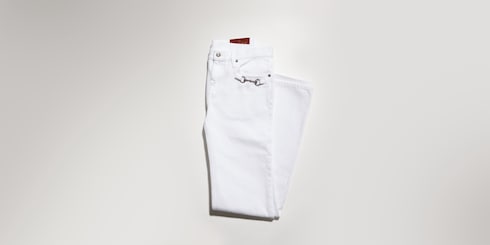 Cotton denim pants with Horsebit