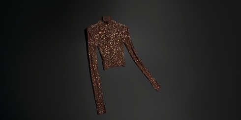 Stretch knit silk lace top with crystals