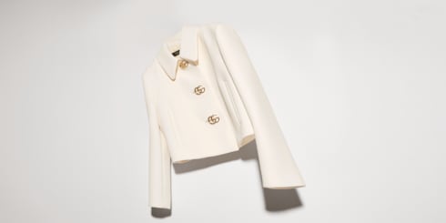 Jacke aus Woll-Crêpe mit Doppel G Knopf
