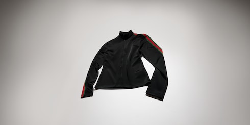 Chaqueta de punto de viscosa con cremallera y tribanda Web