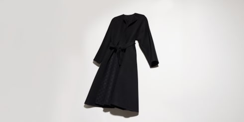 Wool silk long coat coat with GG inside