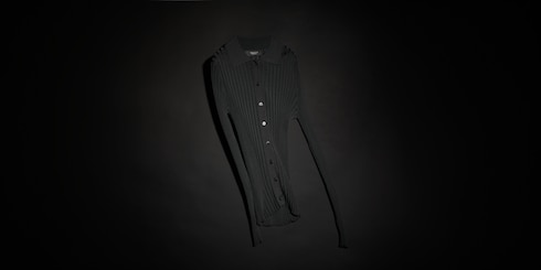 Cardigan en viscose côtelée fine