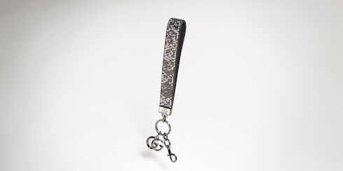 Crystal keychain charm with GG