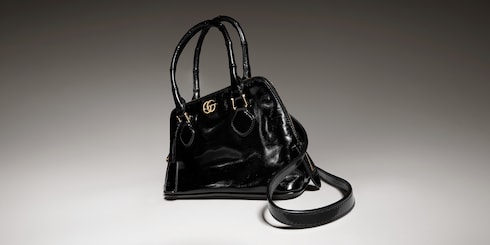 Small bamboo-effect top handle bag
