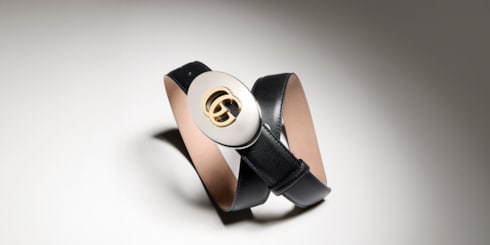 Belt with Double G plaque buckle