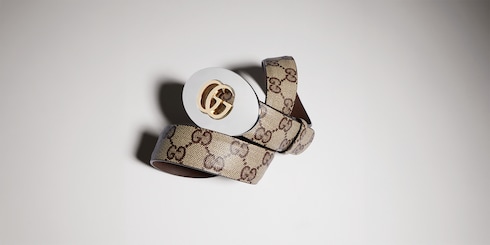 Belt with Double G plaque buckle