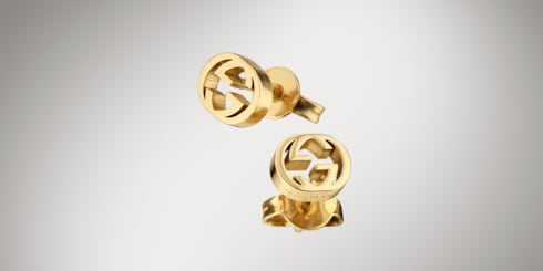 Gucci Interlocking系列18K金耳环