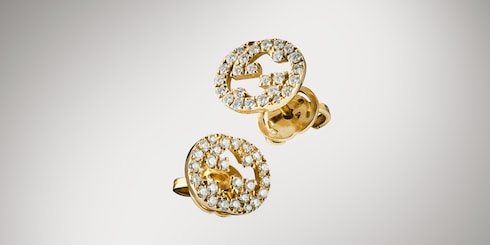 Gucci Interlocking diamond 18k stud earrings