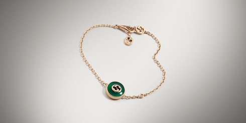 Gucci Interlocking系列玫瑰色18K金手链