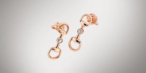أقراط Gucci Horsebit ألماس ذهب 18
