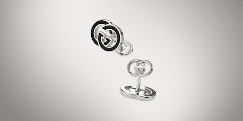 Gucci Interlocking系列珐琅袖扣