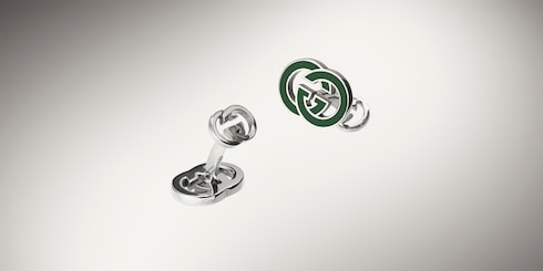 Gucci Interlocking系列珐琅袖扣