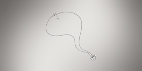 Gucci Horsebit系列18k金钻石项链