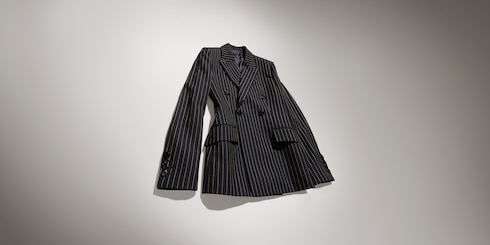 Chaqueta de seda y lana con raya diplomática
