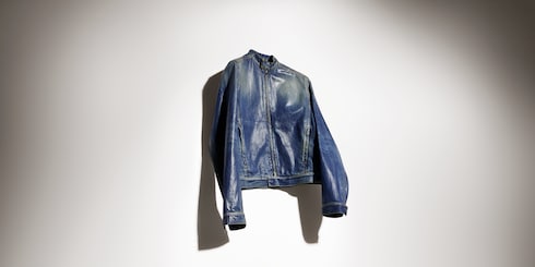 Cotton denim jacket with coating