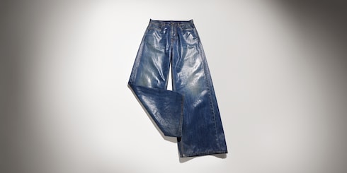 Pantalone in denim di cotone con spalmatura